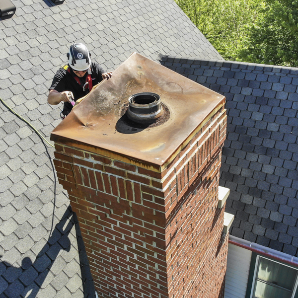 Rusty Chimney Chase cover repair in Geist & Indianapolis IN