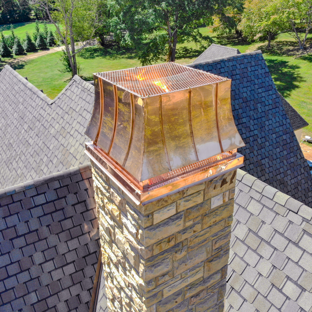created by dji camera Installing custom designed chimney shrouds in Indianapolis & Westfield, IN