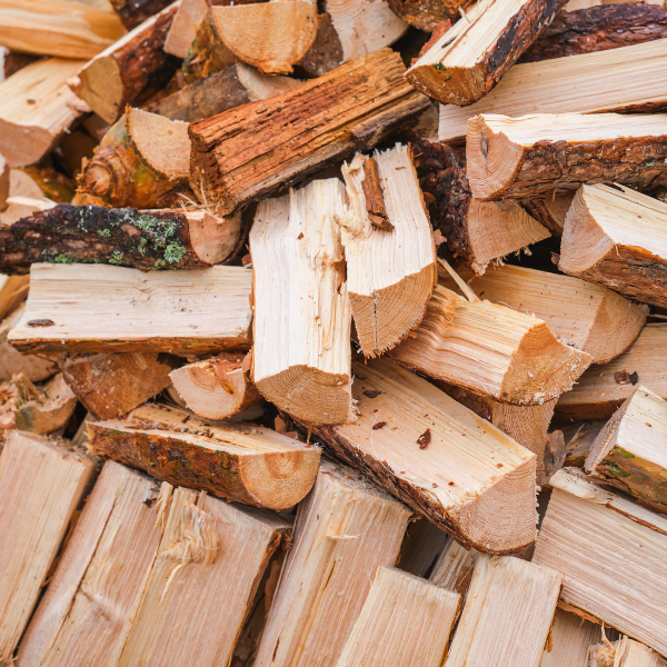 Firewood in wood fireplace in Indianapolis.
