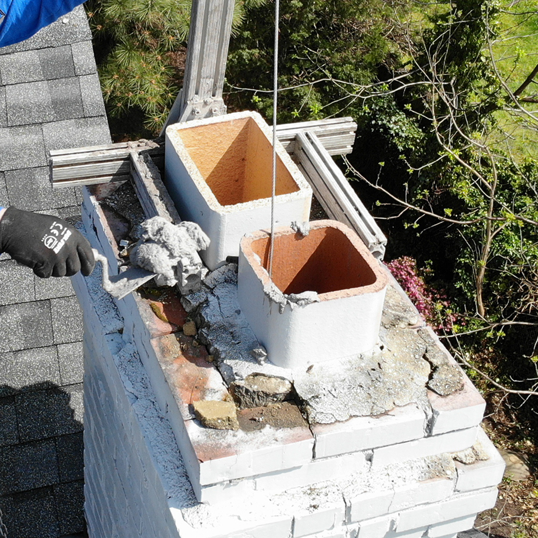 Chimney crown repair in Indianapolis, Indiana