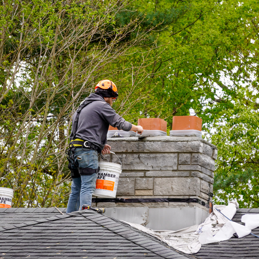 Chimney masonry repairs in Pendleton, IN.